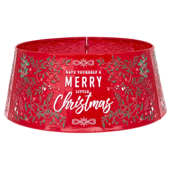 ΚΟΚΚΙΝΗ ΜΕΤΑΛΛΙΚΗ ΠΟΔΙΑ ΔΕΝΤΡΟΥ MERRY CHRISTMAS 65Χ65Χ25,5 ΕΚ.