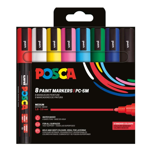 POSCA ΣΕΤ 8 ΜΑΡΚΑΔΟΡΟΙ PC-5M – BASIC COLOR