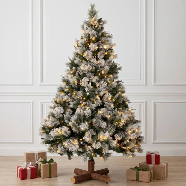 ΔΕΝΤΡΟ PRE-LIT SNOWY MONTCLAIR SPRUCE 210 EK. ΜΕ 500 LED ΘΕΡΜΟ ΛΕΥΚΟ ΚΑΙ ΠΟΛΥΧΡΩΜΑ