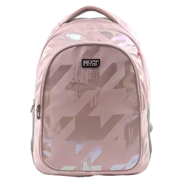 MUST TEAM ΤΣΑΝΤΑ ΠΛΑΤΗΣ 32X18X43 εκ. ΜΕ 3 ΘΗΚΕΣ HOLOGRAM ΡΟΖ