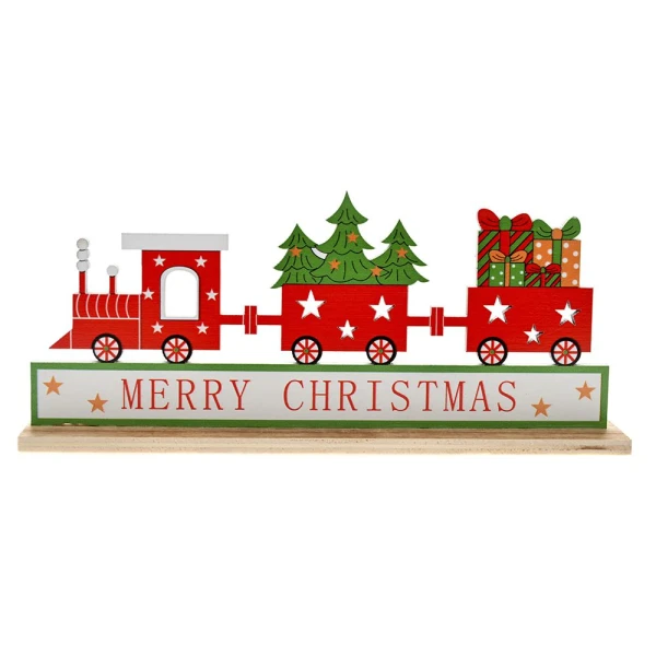 ΞΥΛΙΝΟ ΤΡΕΝΟ MERRY CHRISTMAS ΣΕ ΞΥΛΙΝΗ ΒΑΣΗ 18.5Χ4Χ8 ΕΚ