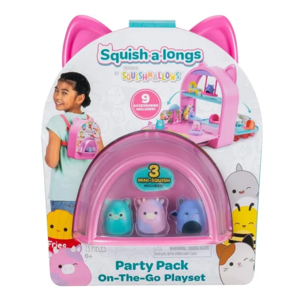 SQUISH-A-LONGS - BACKPACK PLAYSET 12 pcs. WITH FIGURES & ACCESSORIES