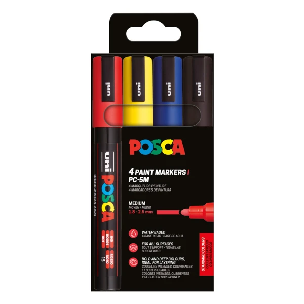 POSCA ΣΕΤ 4 ΜΑΡΚΑΔΟΡΟΙ PC-5M - BASIC COLOR