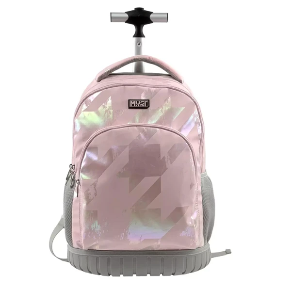 MUST TEAM ΤΣΑΝΤΑ TROLLEY ΔΗΜΟΤΙΚΟΥ 31X22X45 εκ. 3 ΘΗΚΕΣ HOLOGRAM ΡΟΖ
