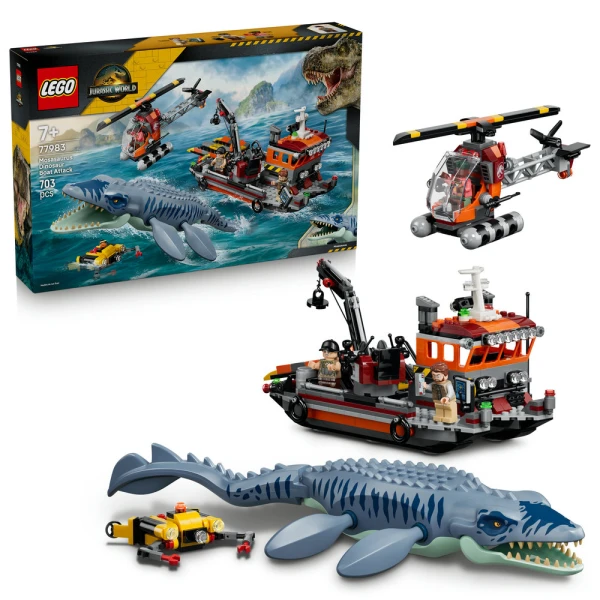 LEGO JURASSIC WORLD ΕΠΙΘΕΣΗ ΔΕΙΝΟΣΑΥΡΟΥ ΜΟΣΑΣΑΥΡΟΥ ΣΕ ΣΚΑΦΟΣ 