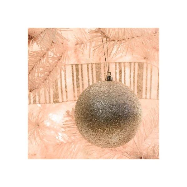 CHRISTMAS BALL 8 cm GLITTER SET 6 pcs SILVER