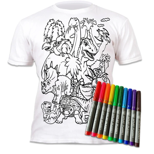SPLAT PLANET ΠΛΕΝΟΜΕΝΟ T-SHIRT ΖΩΓΡΑΦΙΚΗΣ DINOSAUR ΜΕ ΜΑΡΚΑΔΟΡΟΥΣ (3-4 ΕΤΩΝ)