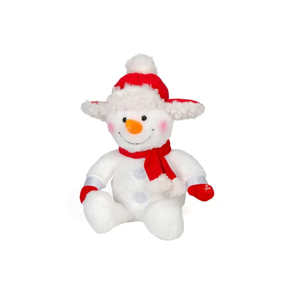 PLUSH SITTING SNOWMAN WITH MOVING NOSE & LIGHT 23 cm