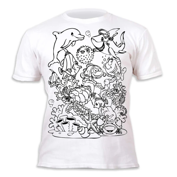 SPLAT PLANET ΠΛΕΝΟΜΕΝΟ T-SHIRT ΖΩΓΡΑΦΙΚΗΣ SEA LIFE ΜΕ ΜΑΡΚΑΔΟΡΟΥΣ (5-6 ΕΤΩΝ)