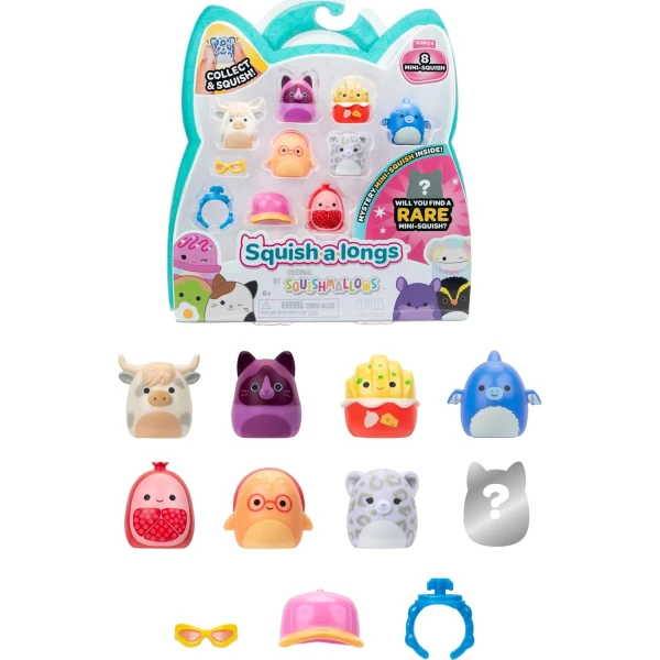 SQUISH-A-LONGS SQUISHMALLOWS SET OF 8 pcs W6 FIGURES & ACCESSORIES