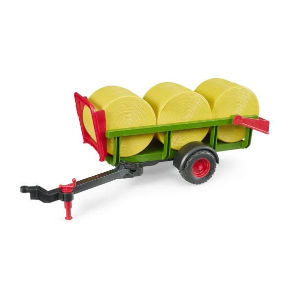 BRUDER DUMP TRAILER WITH 3 ROUND STRAW BALES