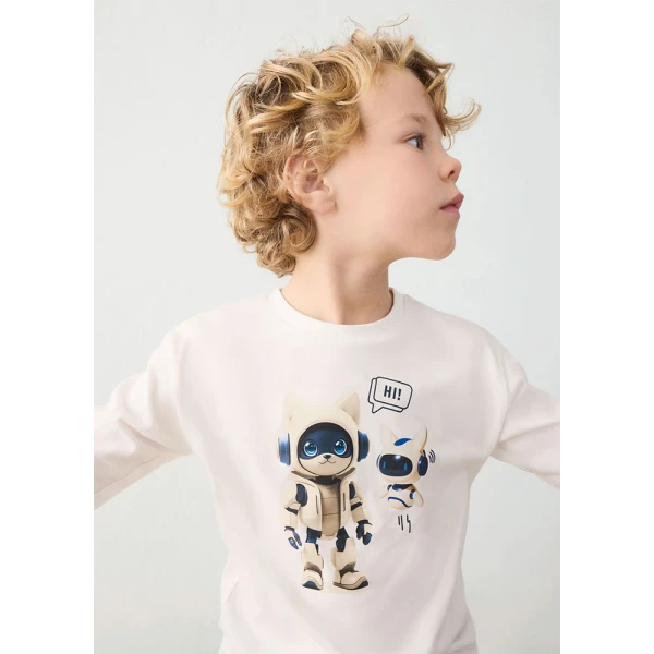 MAYORAL BLOUSE LONG SLEEVES ROBOT CREAM