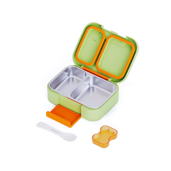 LUNCH BOX SAVE THE AEGEAN 750ml 2 STAINLESS STEEL REMOVABLE COMPARTMENTS DINO EXPLORER