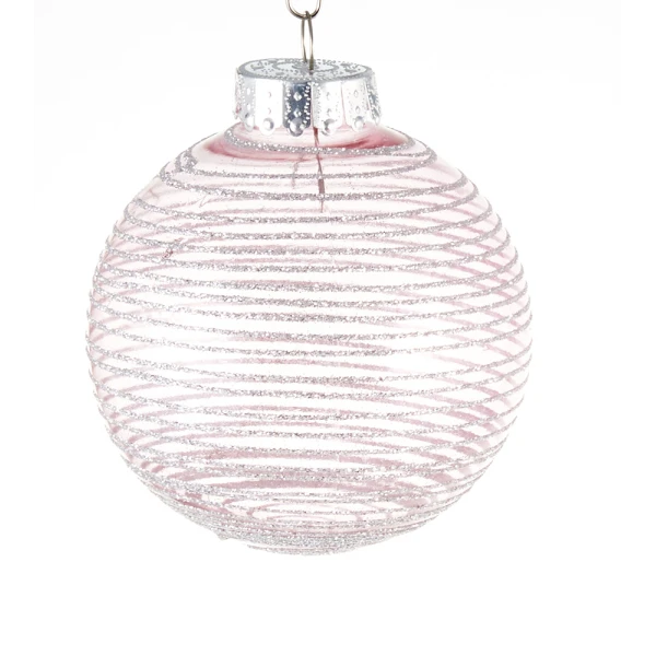 DECOR BALL 8 cm TRANSPARENT LILAC SET 6 pcs - 2 DESIGNS