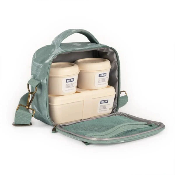 MILAN ISOTHERMAL LUNCH BAG WITH 3 LUNCH BOXES LAVA SERIES GREEN