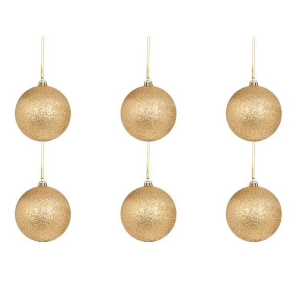 CHRISTMAS BALL GLITTER 8 cm SET 8 pcs GOLD
