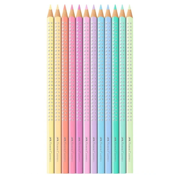 FABER-CASTELL ΜΕΤΑΛΛΙΚΗ ΚΑΣΕΤΙΝΑ ME 12 ΞΥΛΟΜΠΟΓΙΕΣ SPARKLE ΠΑΣΤΕΛ