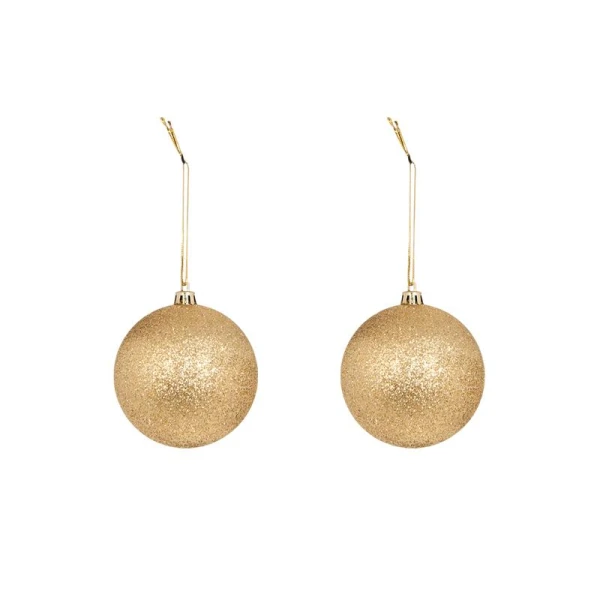 CHRISTMAS BALL GLITTER 10 cm SET 2 pcs GOLD