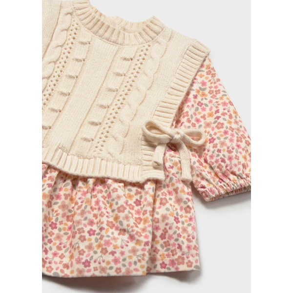 MAYORAL DRESS WITH VEST KNITTED CREAM