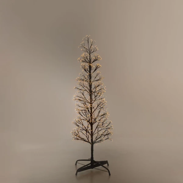 ILLUMINATED XMAS TREE 120 CM WITH 1500 WARM WHITE LED ON BLACK METAL BASE D45 CM