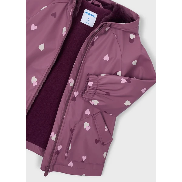 MAYORAL WATERPROOF JACKET WITH FAUX FUR HOOD VIOLET