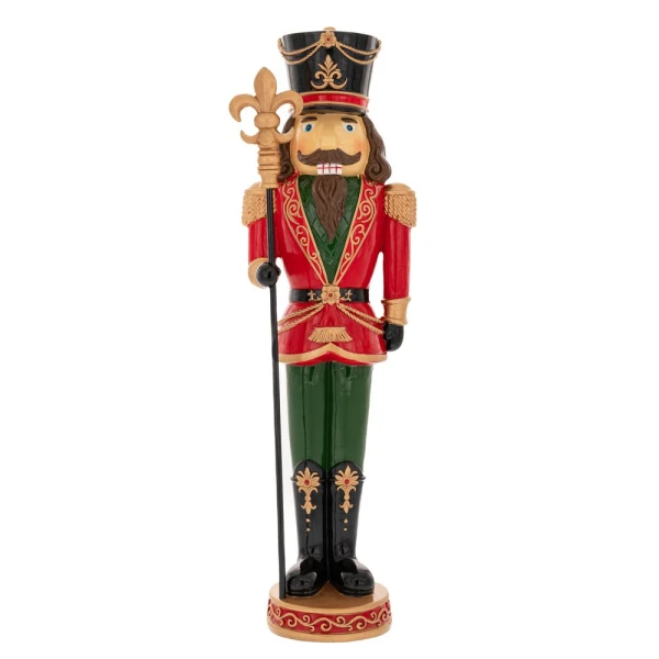 GREEN RED RESIN NUTCRACKER 15X11.5X46.5 CM