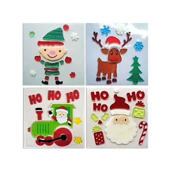 CHRISTMAS WINDOW GEL DECORATIONS - 4 DESIGNS