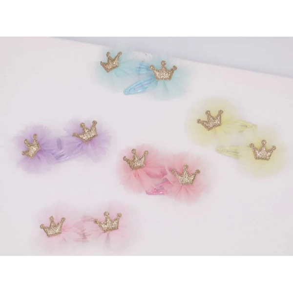 KIDS HAIR CLIPS CROWN 2 pcs - 5 COLORS