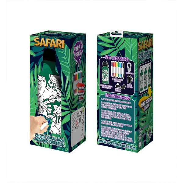 SPLAT PLANET ΠΑΙΔΙΚΟ ΠΑΓΟΥΡΙ ΑΛΟΥΜΙΝΙΟΥ ΖΩΓΡΑΦΙΚΗΣ SAFARI ANIMALS 600ml ΜΕ ΑΝΕΞΙΤΗΛΟΥΣ ΜΑΡΚΑΔΟΡΟΥΣ