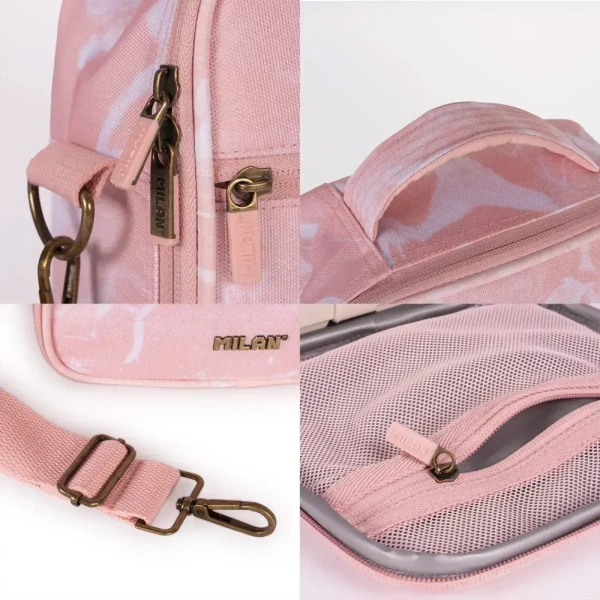 MILAN ISOTHERMAL LUNCH BAG WITH 3 LUNCH BOXES LAVA SERIES PINK