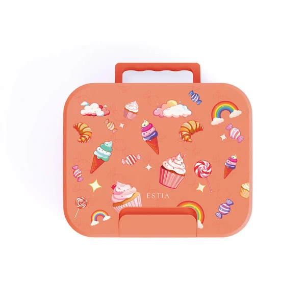 LUNCH BOX SAVE THE AEGEAN 750ml 3 STAINLESS STEEL REMOVABLE COMPARTMENTS CANDY SKY