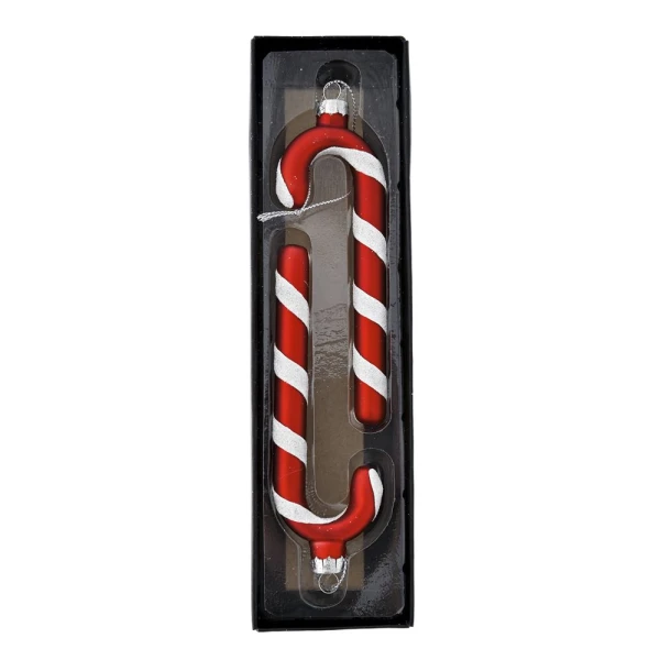 RED CANDY GLASS ORNAMENT 4X12 cm SET 2 pcs