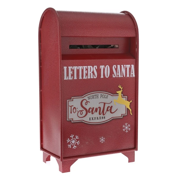 XMAS RED METAL MAILBOX 35Χ22Χ62 CM