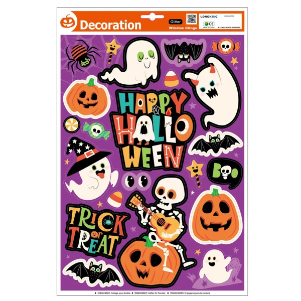 ΑΥΤΟΚΟΛΛΗΤΑ ΠΑΡΑΘΥΡΟΥ HAPPY HALLOWEEN ΜΕ ΓΚΛΙΤΕΡ 40Χ26,5 εκ. - 2 ΣΧΕΔΙΑ