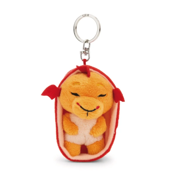 SLEEPING PETS PLUSH KEYHOLDER 8 cm - ORANGE DRAGON