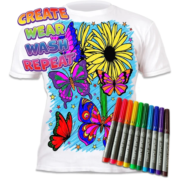 SPLAT PLANET ΠΛΕΝΟΜΕΝΟ T-SHIRT ΖΩΓΡΑΦΙΚΗΣ BUTTERFLIES ΜΕ ΜΑΡΚΑΔΟΡΟΥΣ (7-8 ΕΤΩΝ)