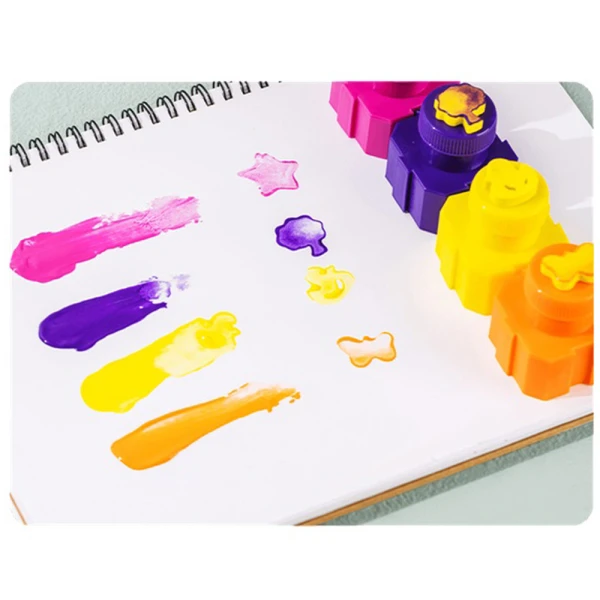 DELI FINGER PAINT 18ml WITH STAMP 6 COLOURS KIDS