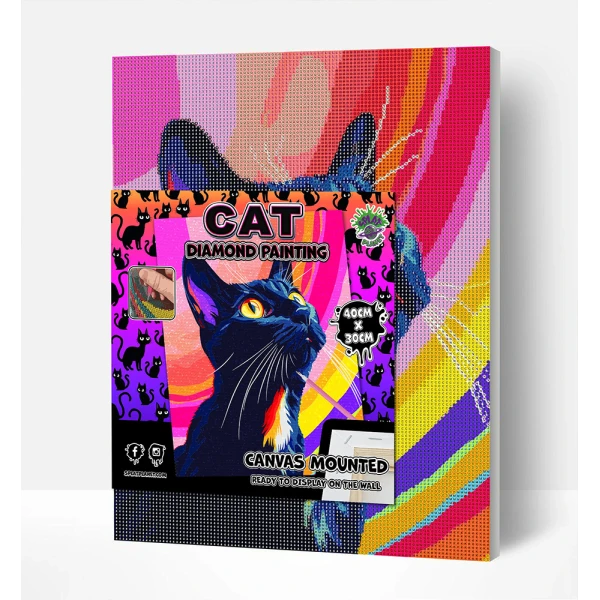 SPLAT PLANET ΣΕΤ DIAMOND PAINTING ΣΕ ΚΑΜΒΑ ΜΕ ΤΕΛΑΡΟ 30Χ40 εκ. BLACK CAT
