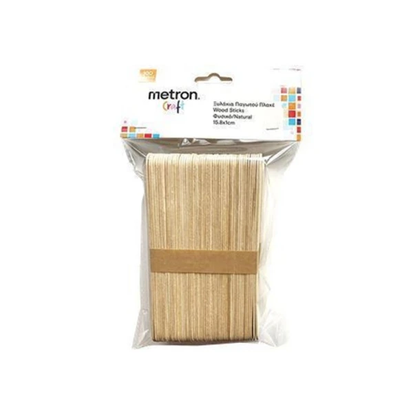 METRON CRAFT FLAT WOODEN CRAFT STICKS – 100 PCS