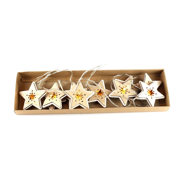 WOODEN GARLAND 32X9X2.5cm WITH LIGHT - 3 DESIGNS