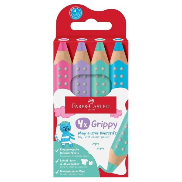 FABER-CASTELL ΞΥΛΟΜΠΟΓΙΕΣ GRIPPY ΣΕΤ 4 τεμ. ΠΑΣΤΕΛ