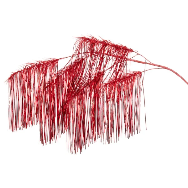 RED HANGING ARTIFICIAL TINSEL STEM X5 130 CM