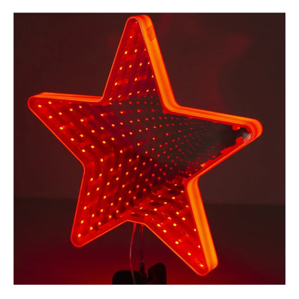 CHRISTMAS TREE TOP MIRROR STAR RED 25 cm WITH LED