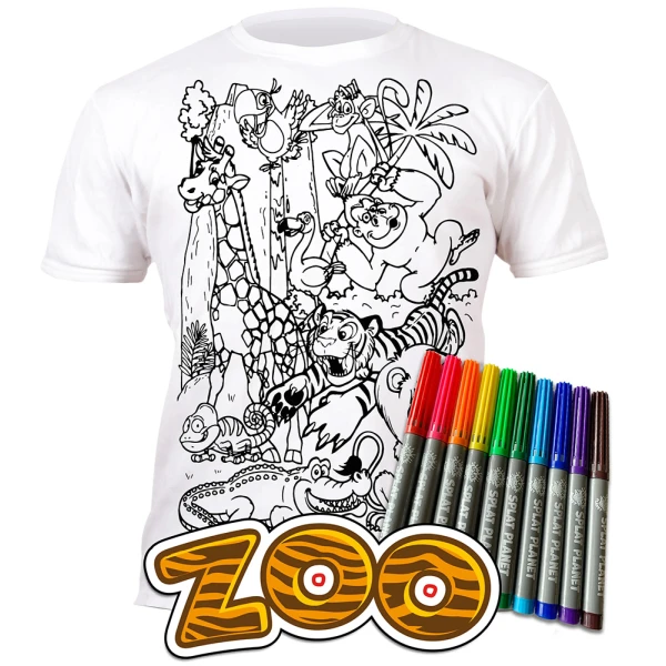 SPLAT PLANET ΠΛΕΝΟΜΕΝΟ T-SHIRT ΖΩΓΡΑΦΙΚΗΣ ZOO ΜΕ ΜΑΡΚΑΔΟΡΟΥΣ (3-4 ΕΤΩΝ)