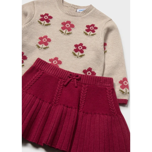 MAYORAL SET SKIRT KNITTED RASPBERRY