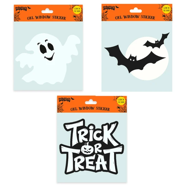 HALLOWEEN WINDOW STICKERS 20 cm GLOW IN THE DARK - 3 DESIGNS