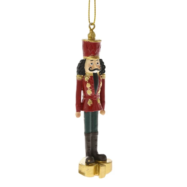 XMAS HANGING ORNAMENT RED RESIN NUTCRACKER 3X2.5X11 CM