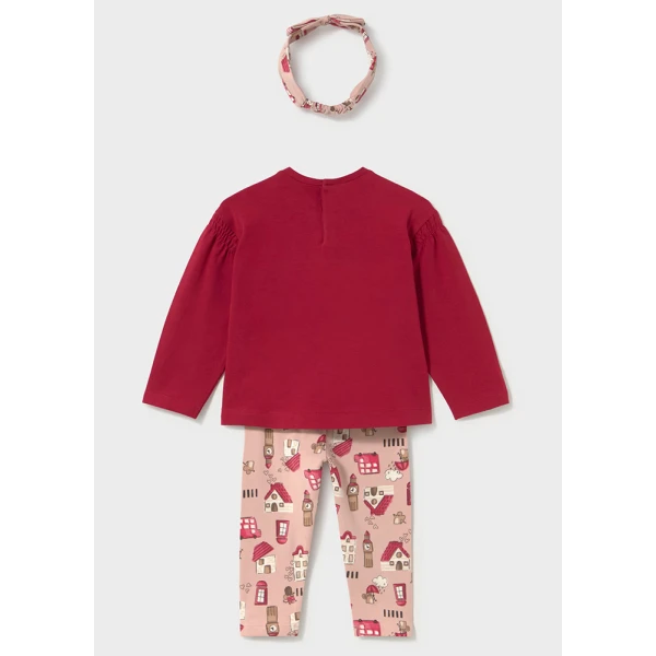 MAYORAL LEGGINGS SET WITH RIBBON BORDEAUX