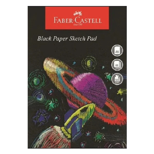 FABER CASTELL SKETCH PAD BLACK PAPER A5 140g 40 SHEETS