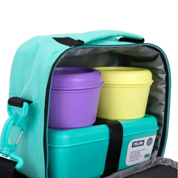 MILAN ISOTHERMAL LUNCH BAG WITH 3 LUNCH BOXES SUNSET SERIES TURQUOISE